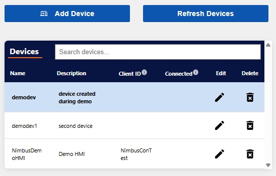 nimbus808 Add Device Table Example