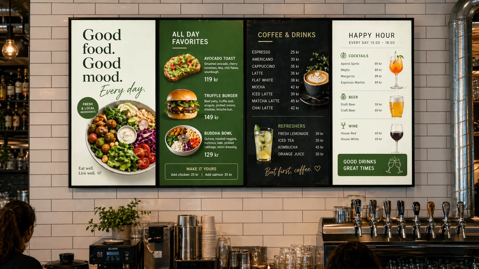 Restaurant cafe bar digital sign